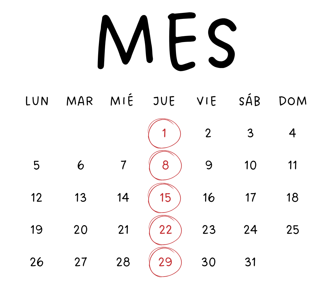 calendario 2026 ilustrado simple negro y blanco